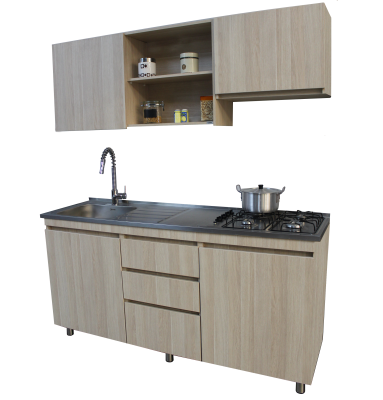 Cocina Izquierda Express Basic Yari 1.80m + Estufa Meson Socoda