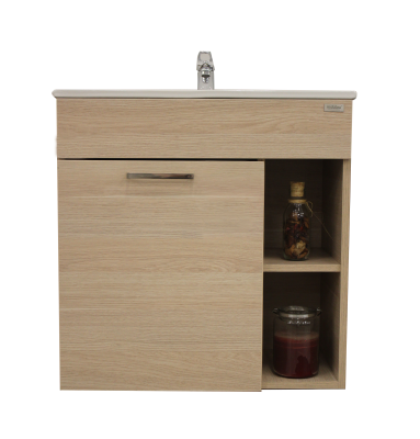 MUEBLE DE BAÑO VELINO COLOR ROVERE ARENA CON LAVAMANOS